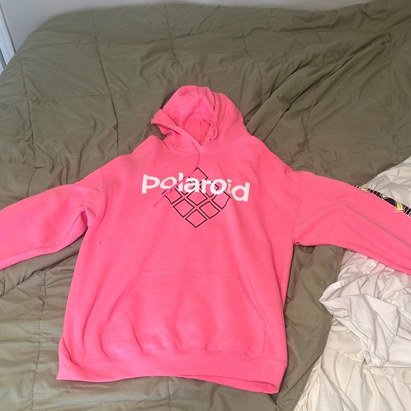 Men’s Large Size Pink Polaroid Hoodie, worn but still in decent condition. - Picture 1 of 3